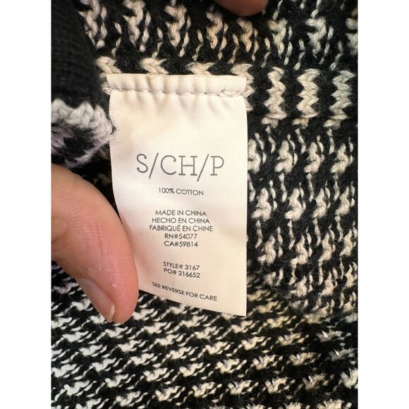 Cabi Womens Turtleneck Knit Sweater Size S Black & White Striped Split Front - Picture 3 of 14